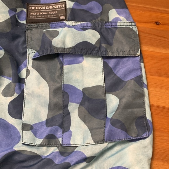 Ocean Earth NWOT Mens Lined Board Shorts, Camo, 2 Velcro Pockets, 1 Key Pocket - Picture 13 of 17